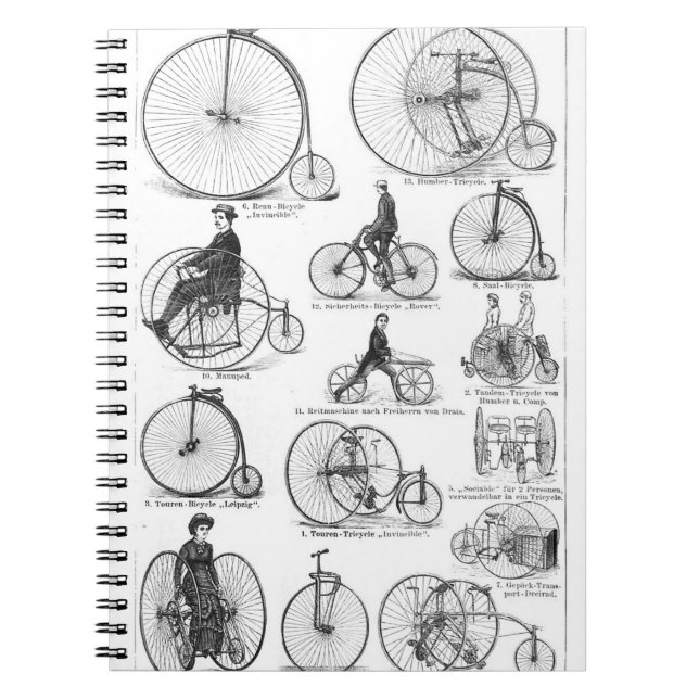 Caderno Espiral Bicicleta de Roda Alta Penny Farthing (Frente)