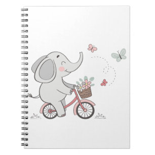 Caderno Espiral Bicicleta Fantasia de Elefante – Design de Animal 