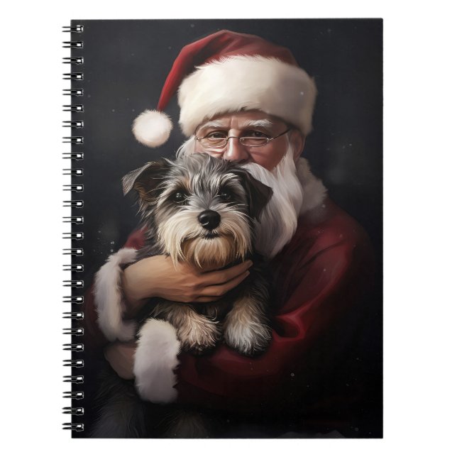 Caderno Espiral Biewer Terrier com Papai Noel Natal Festivo (Frente)
