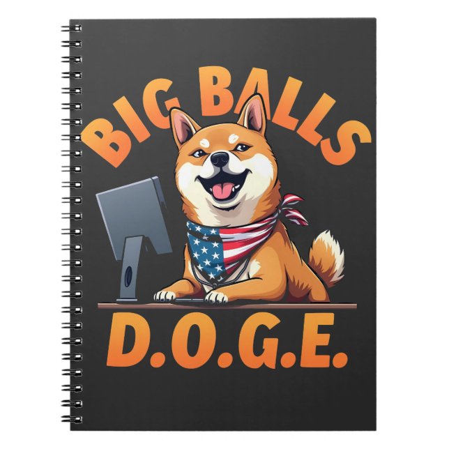 Caderno Espiral Big Balls Doge Department of the Efficiency do Gov (Frente)