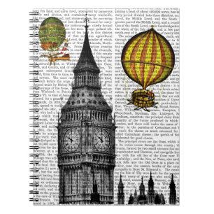 Caderno Espiral Big Ben e Vintage Hot Air Balloons