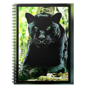 Caderno Espiral Big Cat Models: Green Eyed Black Panther