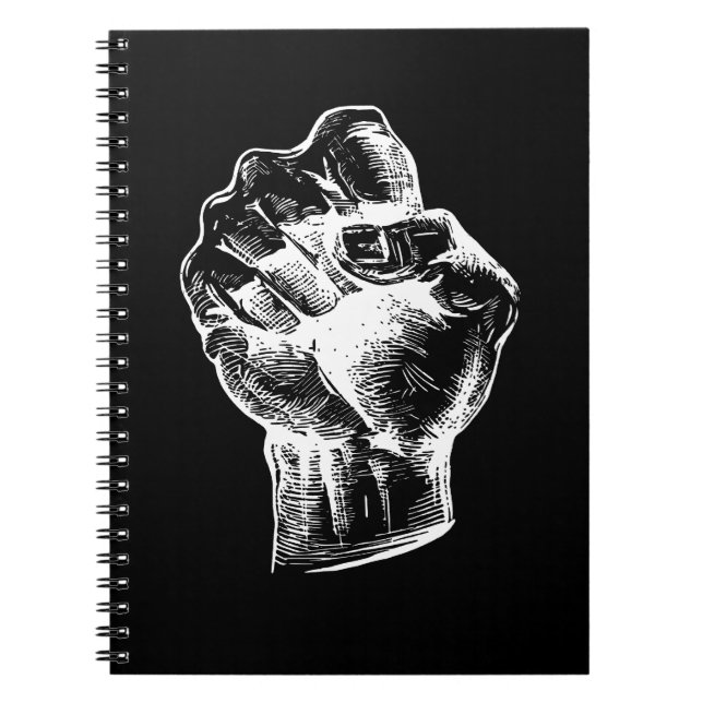 Caderno Espiral Big White Linocut-style Fist Illustration (Frente)