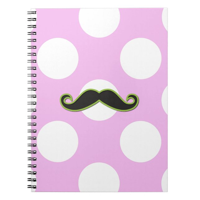 Caderno Espiral Bigode Verde, Bigode, Bigode, Bigode, Bolinhas (Frente)