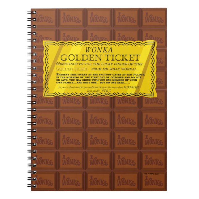Caderno Espiral Bilhete de Ouro Willy Wonka (Frente)