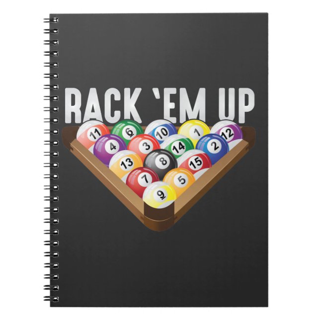 Caderno Espiral Billiards Player Rack em Oito Piscinas de Bola (Frente)