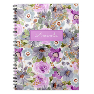 Caderno Espiral Binder de Anel de Padrão Floral de Aquarela 3
