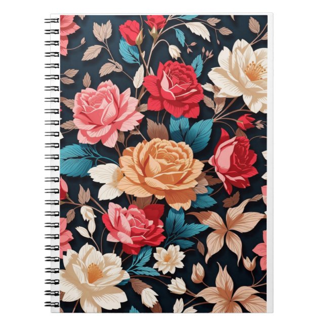 Caderno Espiral Binder Floral Feita Com Beleza (Frente)