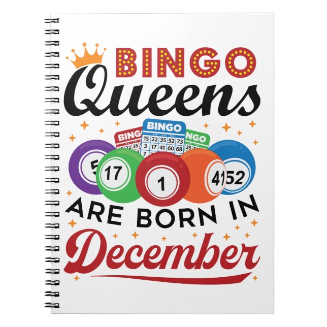 Caderno Espiral Bingo Birthday Bingo Queens São Nasceres em dezemb (Frente)