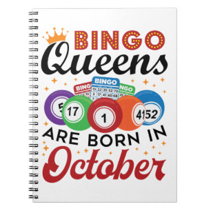 Caderno Espiral Bingo Birthday Bingo Queens São Nasceres em outubr