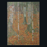 Caderno Espiral Birch Forest por Gustav Klimt, Vintage Art Nouveau<br><div class="desc">Birch Forest (c. 1903), de Gustav Klimt, é uma pintura típica da Era Vitoriana Simbiolismo das belas artes, que apresenta uma cena natural. Uma floresta com pássaros e folhas no outono, com folhas castanhas espalhadas no chão. Sobre o artista: Gustav Klimt (1862-1918) era um pintor simbolista austríaco e um dos...</div>