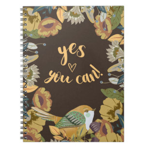 Caderno Espiral Bird e Floral Folk Art