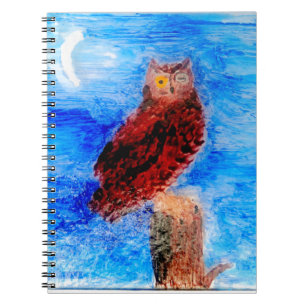 Caderno Espiral Bird Moonlight Owl