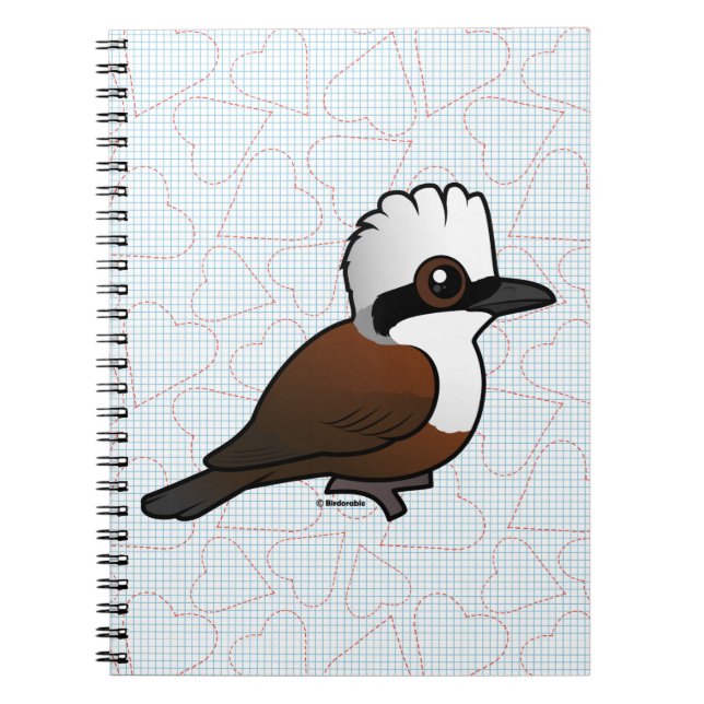 Caderno Espiral Birdorable Laughingthrush Branco-com crista (Frente)