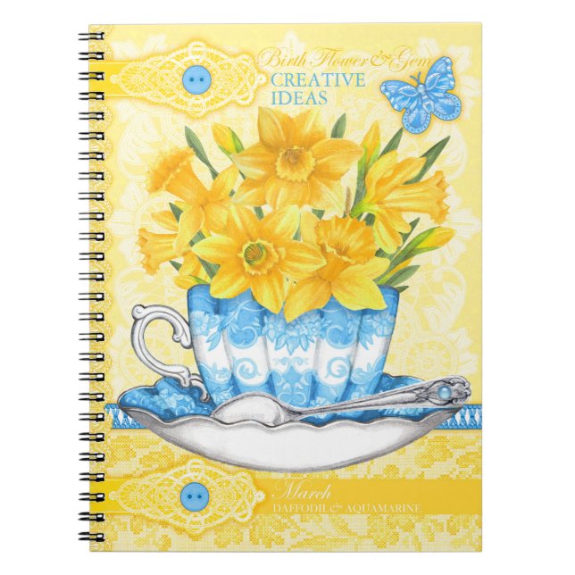 Caderno Espiral Birds Flower e Gem March Lace (Frente)