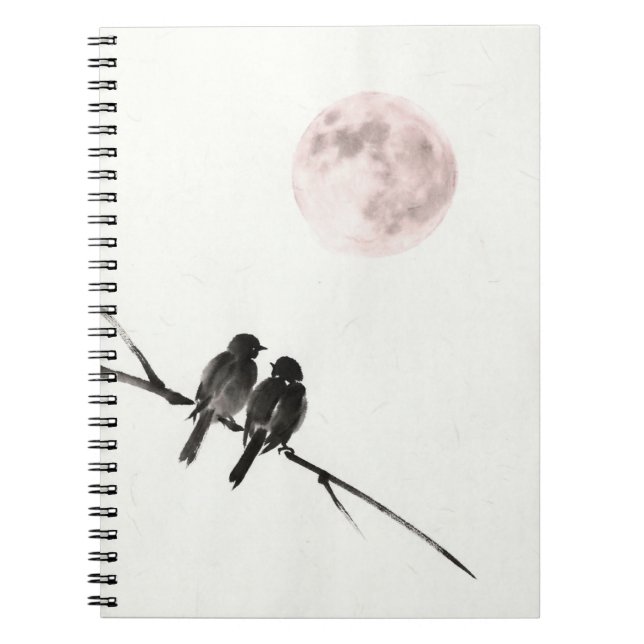 Caderno Espiral Birds Under Blush Moon Notebook (Frente)