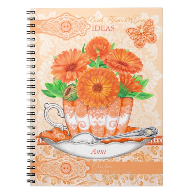 Caderno Espiral Birth Flower e Gem Out Lace (Frente)