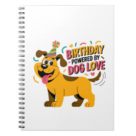 Caderno Espiral Birthday Dog Love Party Illustration