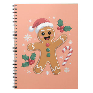 Caderno Espiral Biscoito de Natal Boneco de Gengibre Festivo Fofo