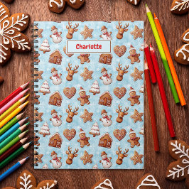 Caderno Espiral Biscoitos Pão-Genga Azul de Natal