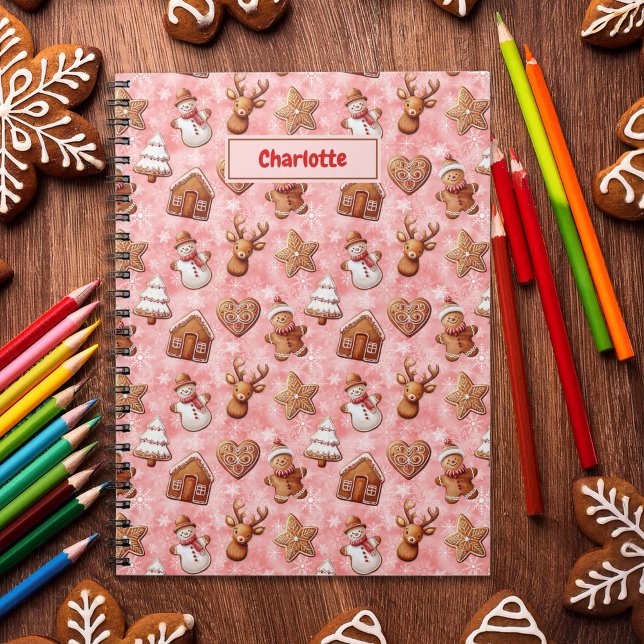 Caderno Espiral Biscoitos Pão-Genga Vermelho Natal (Criador carregado)