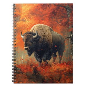 Caderno Espiral Bison no Trabalho de arte de Autumn Woods