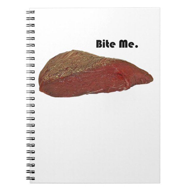 Caderno Espiral Bite-Me Engraçada Piada de carne de bife (Frente)