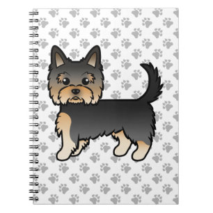 Caderno Espiral Black And Tan Yorkshire Terrier Cartoon Dog & Paws