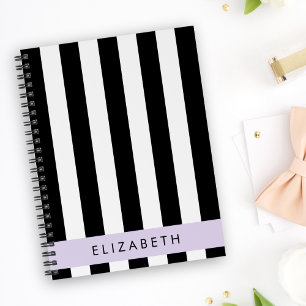 Caderno Espiral Black and White Stripes, Stripes, Linhas, Seu Nome