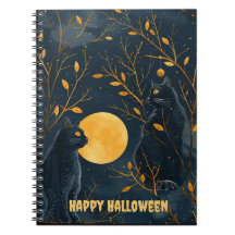 Caderno Espiral Black Cat Feliz Halloween