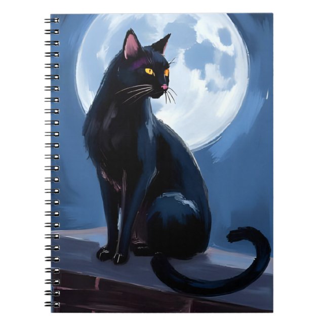 Caderno Espiral Black Cat | Full Moon Pet Painting (Frente)