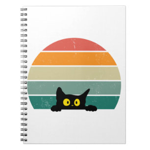 Caderno Espiral Black Cat Peeking Sunset Vintage 4