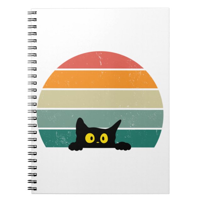 Caderno Espiral Black Cat Peeking Sunset Vintage 4 (Frente)