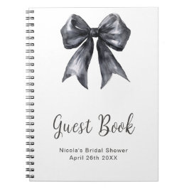 Caderno Espiral Black Coquette Bow Bridal Shower Guest Book