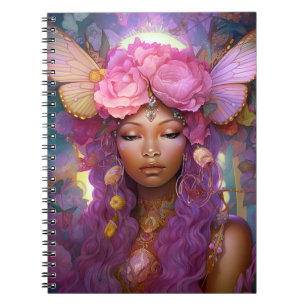 Caderno Espiral Black Fairy Queen Pink Purple Fantasy Art