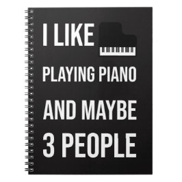 Caderno Espiral Black Funny Piano Accessories Gifts Pianist Humor