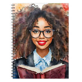 Caderno Espiral Black Girl in Glass With Book Art Notebook