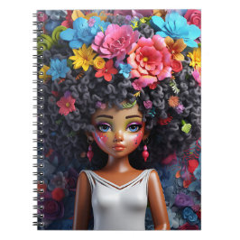 Caderno Espiral Black girl magic melanin brown skin girls flowers