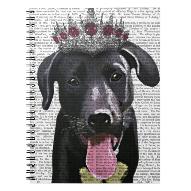 Caderno Espiral Black Labrador com Tiara (Frente)