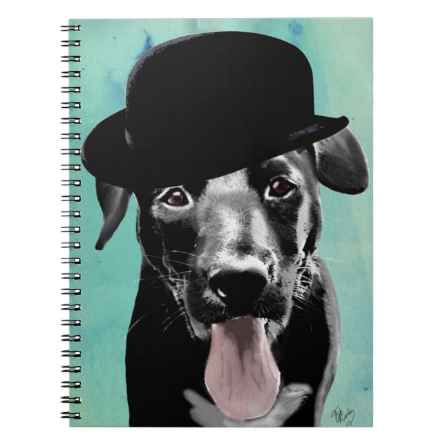 Caderno Espiral Black Labrador in Bowler Hat (Frente)