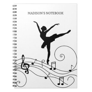 Caderno Espiral Black Music Notes e Ballerina