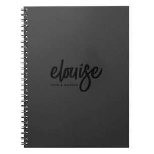 Caderno Espiral Black on Black Modern Brusn Script Beauty Business