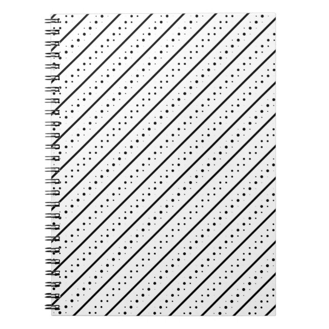 Caderno Espiral Black Pattern Line Dots Geometry (Frente)