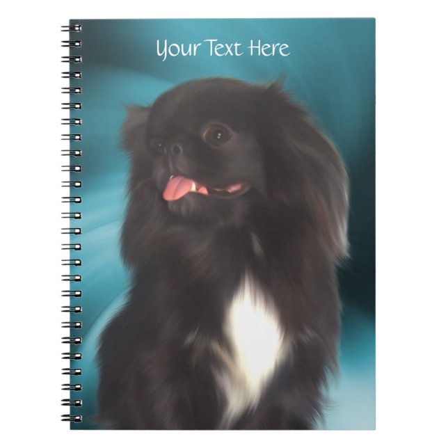 Caderno Espiral Black Pekingese Dog Art (Frente)