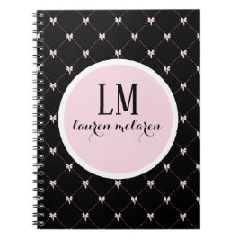 Caderno Espiral Black & Pink Bow Monogram