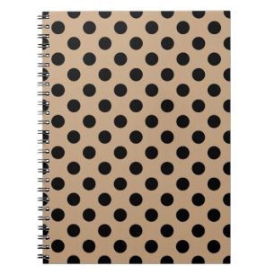 Caderno Espiral Black polka dots on beige