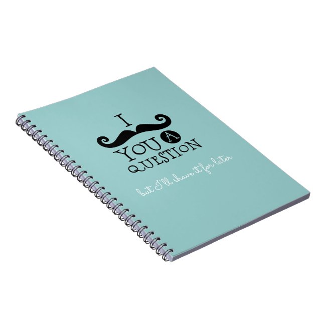 Caderno Espiral Black Robin Egg Blue Mustache Humor (Lado Direito)