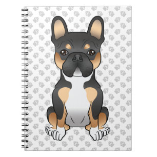 Caderno Espiral Black Tricolor French Buldogue Frenchie Dog & Paws