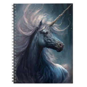 Caderno Espiral Black Unicorn Fantasy Art