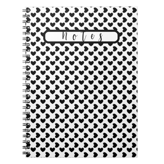 Caderno Espiral Black & white hearts (Frente)